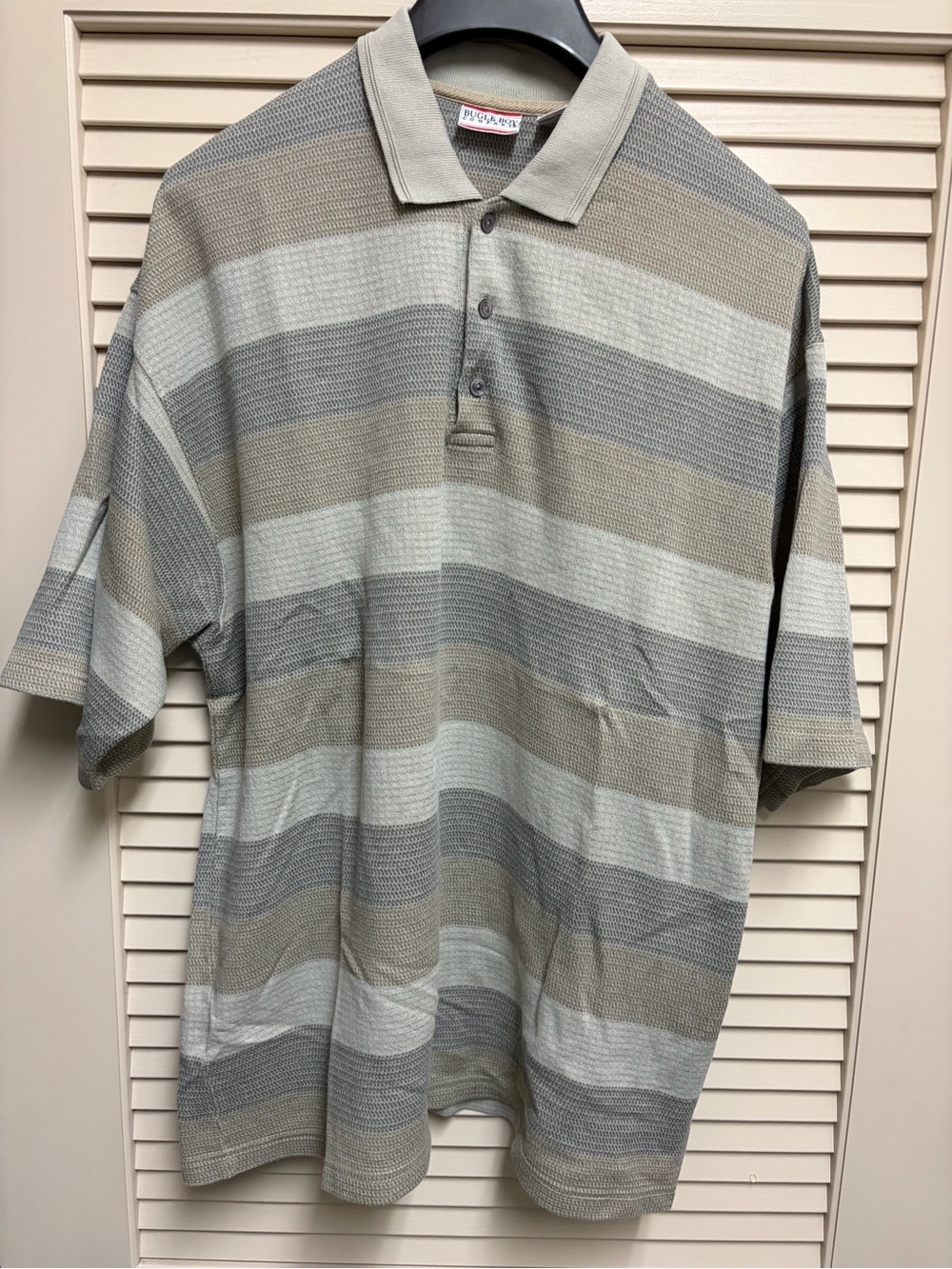 Vintage Bugle Boy Polo Shirt Mens XXL Striped Cotton Oversized Preppy 90s Y2K